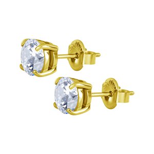 24k gold plated cubic zirconia earstud