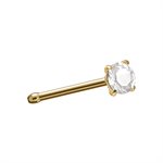 14k gold jewelled nosebone with prong setting