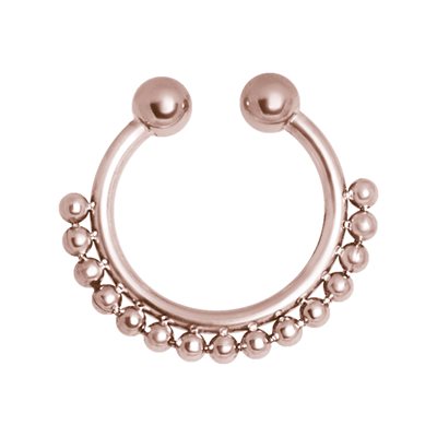 24k rose gold plated steel fake septum ring with ball chain