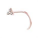 24k rose gold plated steel jewelled trinity nosescrew
