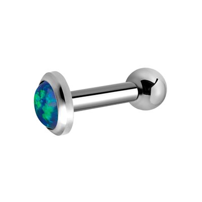 Titanium one side internal barbell with opal disc
