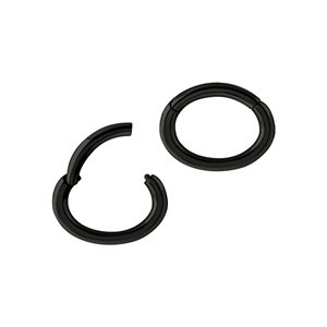 Black steel hinged oval segment clicker ring