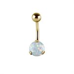 24k gold pvd navel banana with round synthetic opal