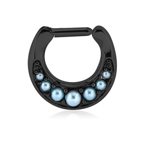 Black steel jewelled hinged segment clicker with pearls