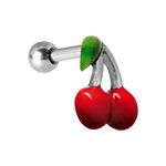 Micro barbell with enamelled cherries