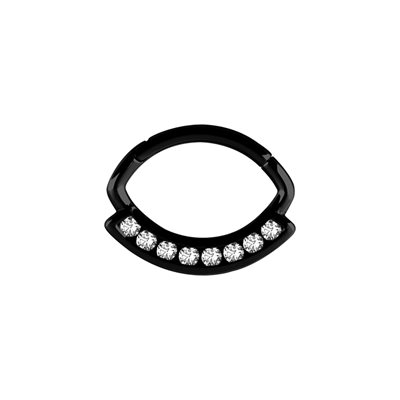 Black steel hinged segment jewelled clicker