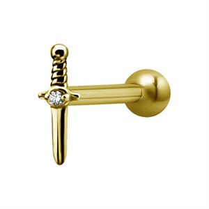 24k gold plated barbell with jewelled dagger attachment