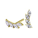 24k gold plated jewelled marquise earstuds
