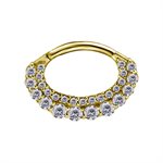 24k gold plated CoCr hinged oval jewelled daith clicker