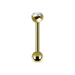 24k gold plated titanium internal barbell with zirconia