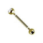 24k gold plated titanium internal barbell with zirconia