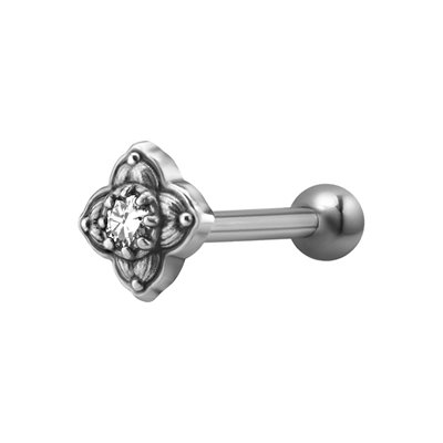 One side barbell with jewelled tribal flower attachment
