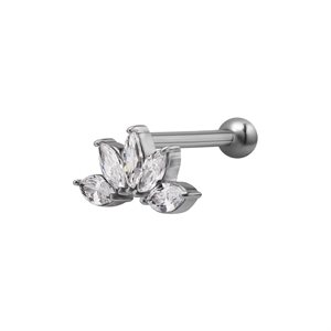 One side internal barbell with jewelled marquise attachment