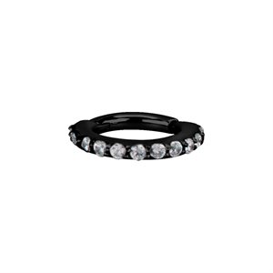 Black steel jewelled hinged segment clicker ring