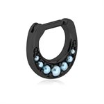 Black steel jewelled hinged segment clicker with pearls