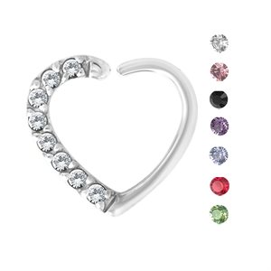 Jewelled heart continuous ring - right ear