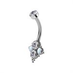 Titanium internal jewelled cluster navel banana with opals