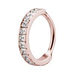 24k rose gold plated jewelled hinged clicker ring