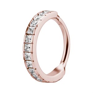 24k rose gold plated jewelled hinged clicker ring