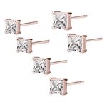 24k rose gold plated jewelled square earstuds