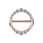 24k rose gold plated double hinged jewelled clicker ring