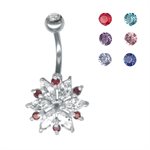 Silver navel banana with flower cubic zirconia