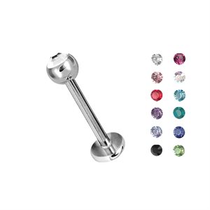 Titanium labret with jewelled ball